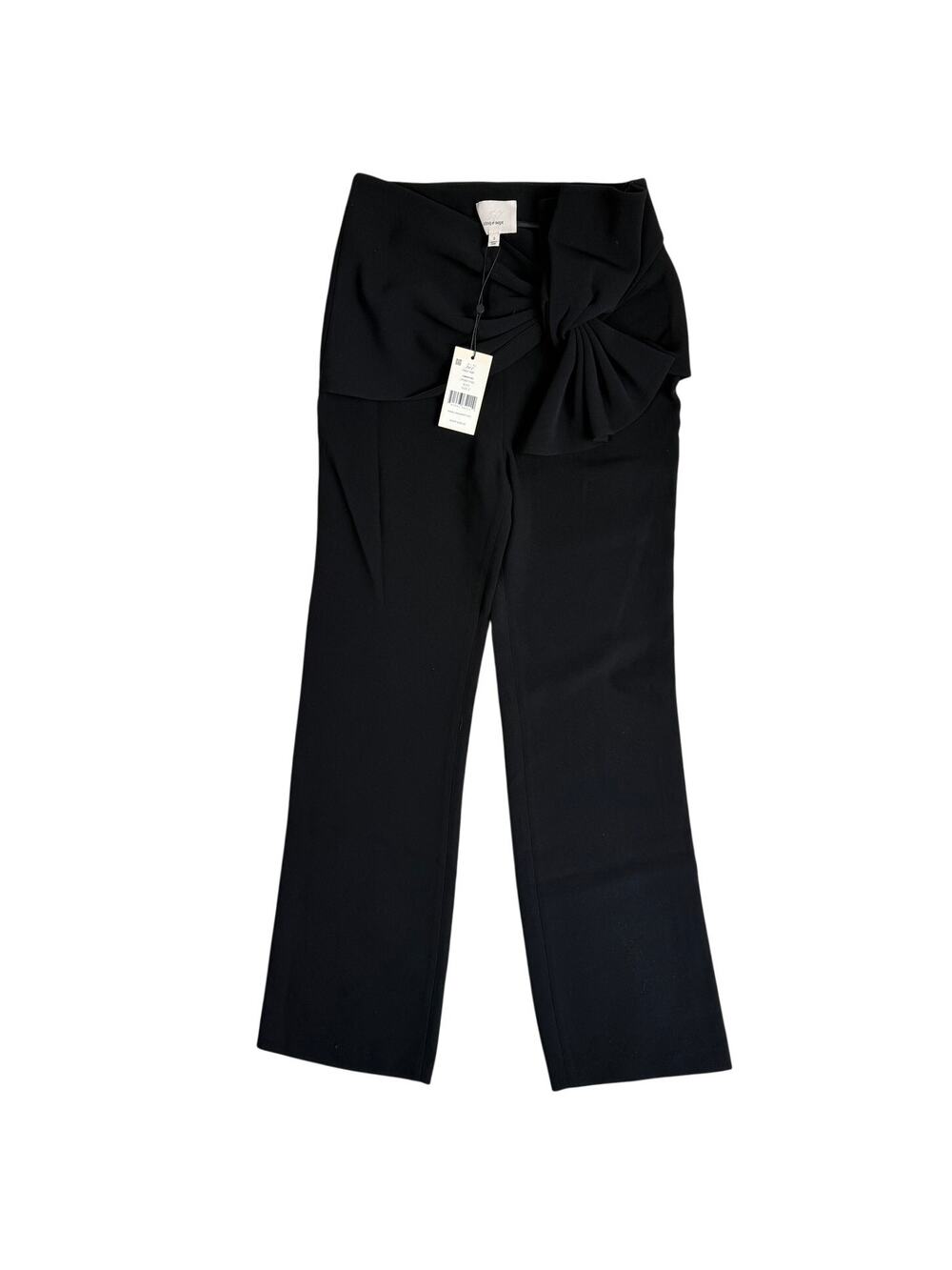 Cinq A Sept Connor Cascade Tied Minimalist Work Dress Pants Black 2 NEW